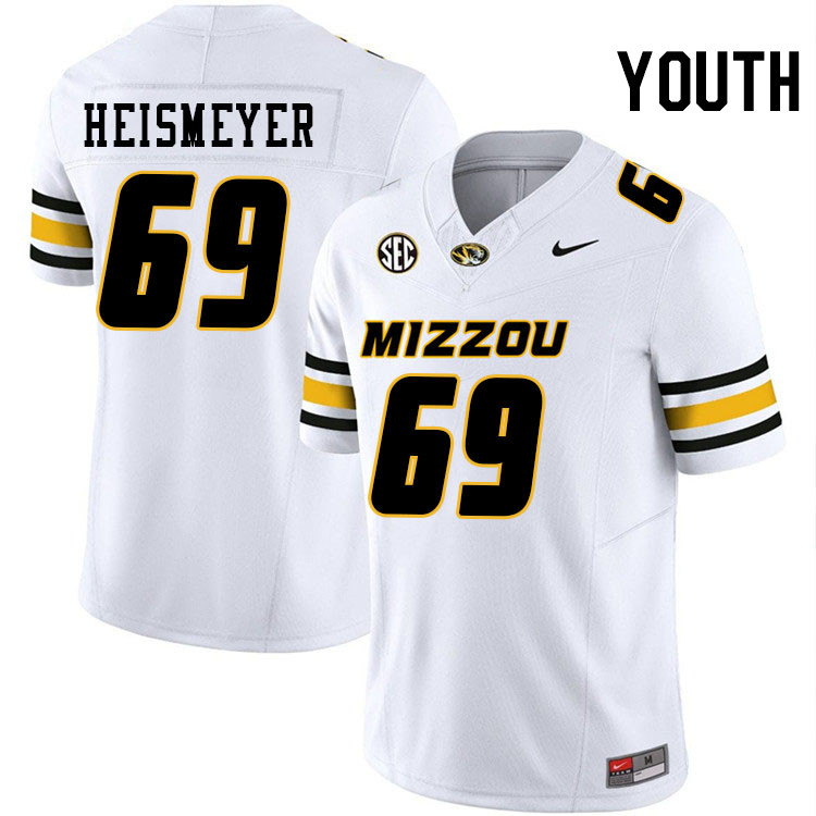 Youth #69 Drake Heismeyer Missouri Tigers College Football Jerseys Stitched-White